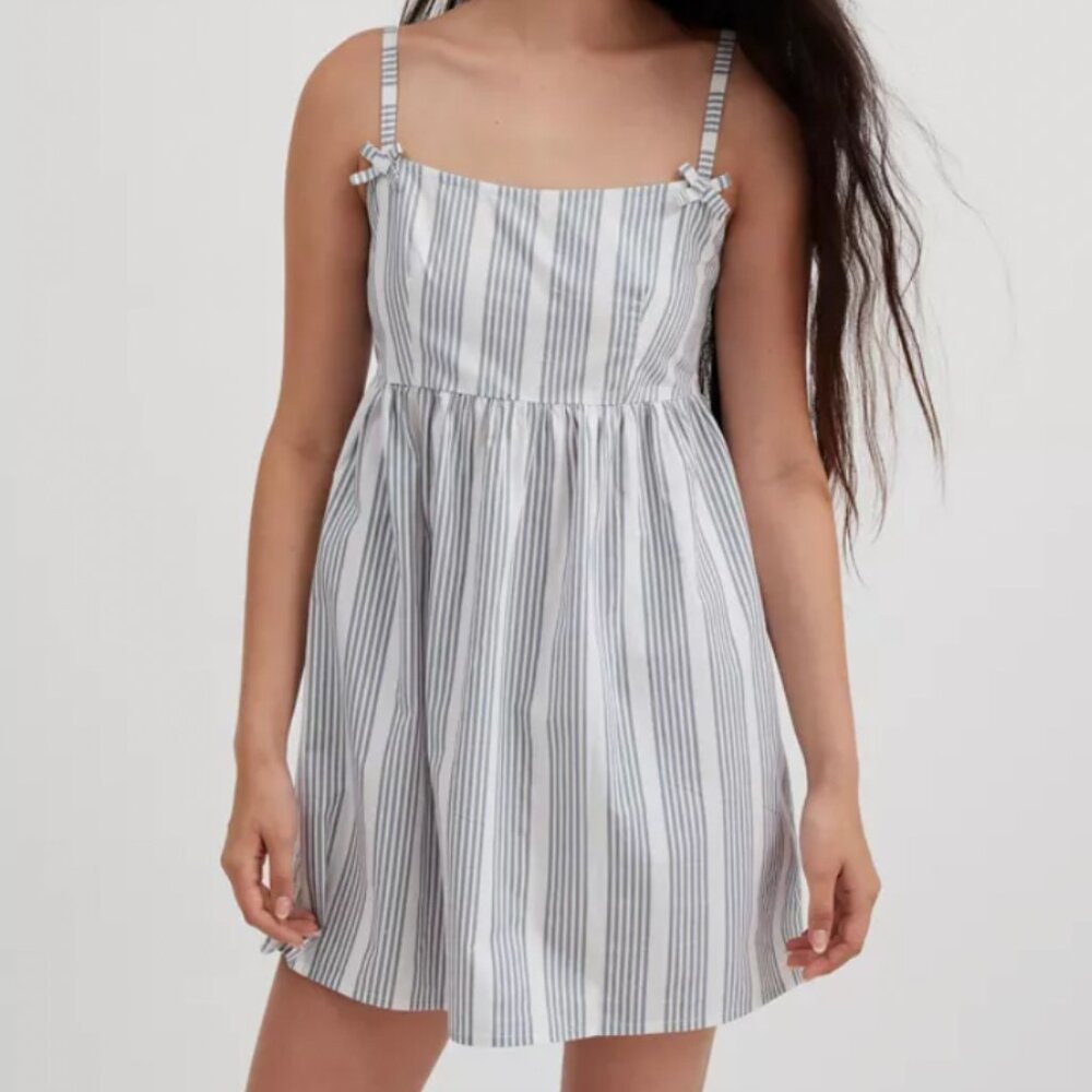 NEW Motel Striped Bow Detail Babydoll Dress